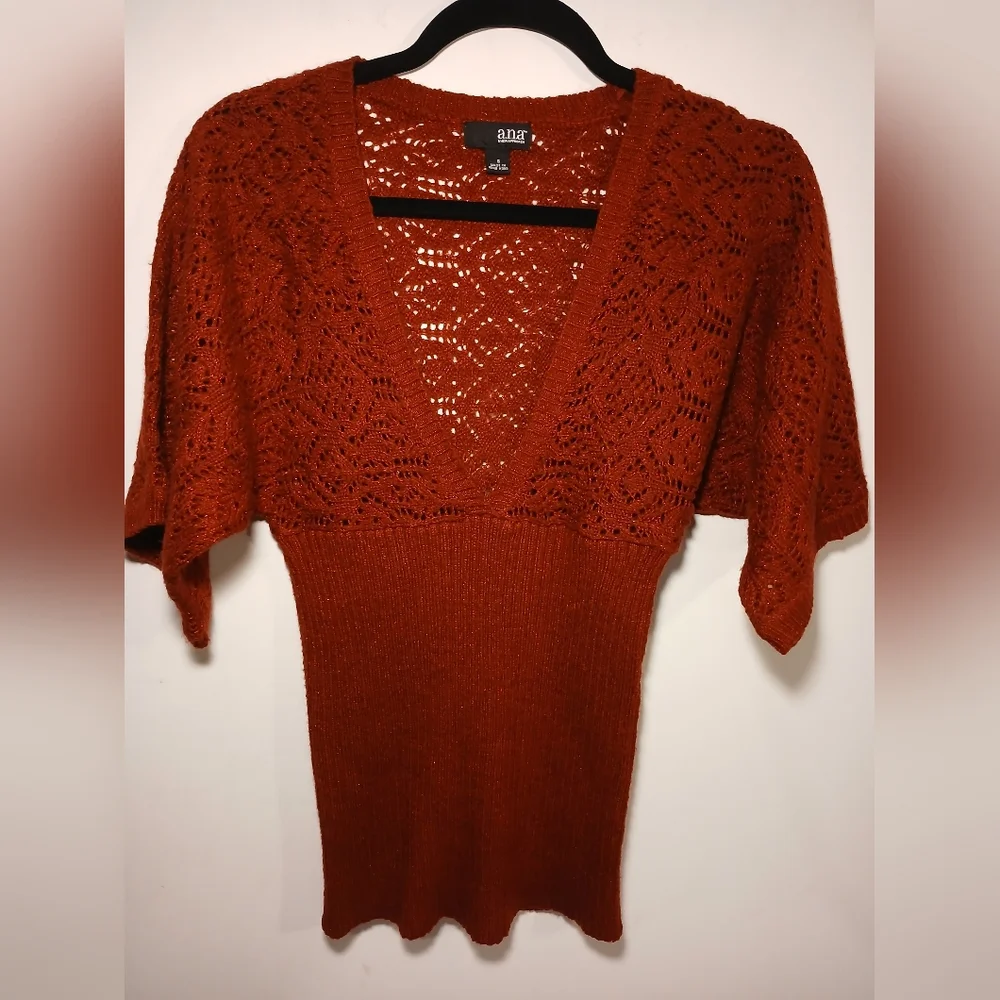 a.n.a Women's Rust V-Neck Sweater - Picture 3 of 11